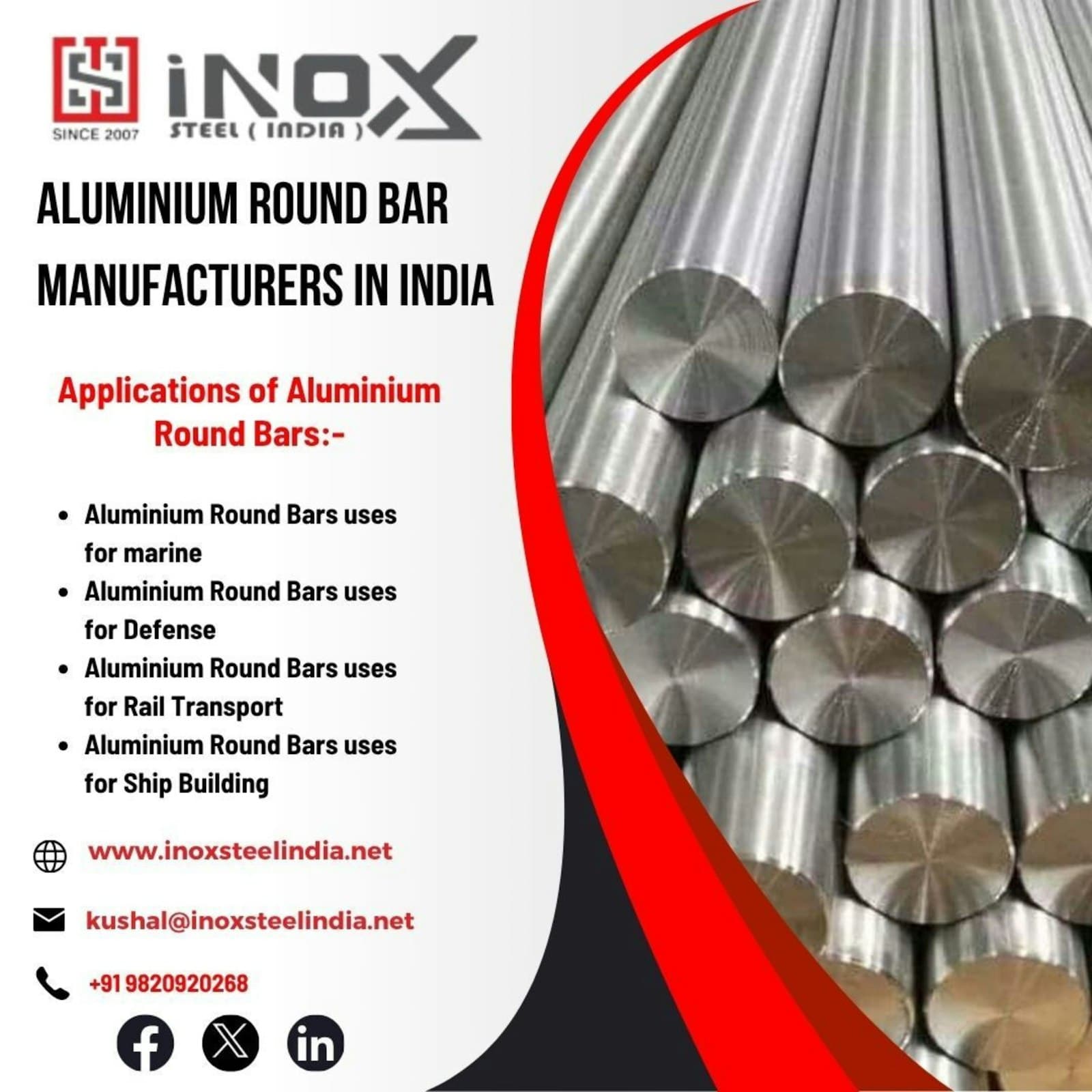 Cylindrical aluminium bars stacked in a circular pattern