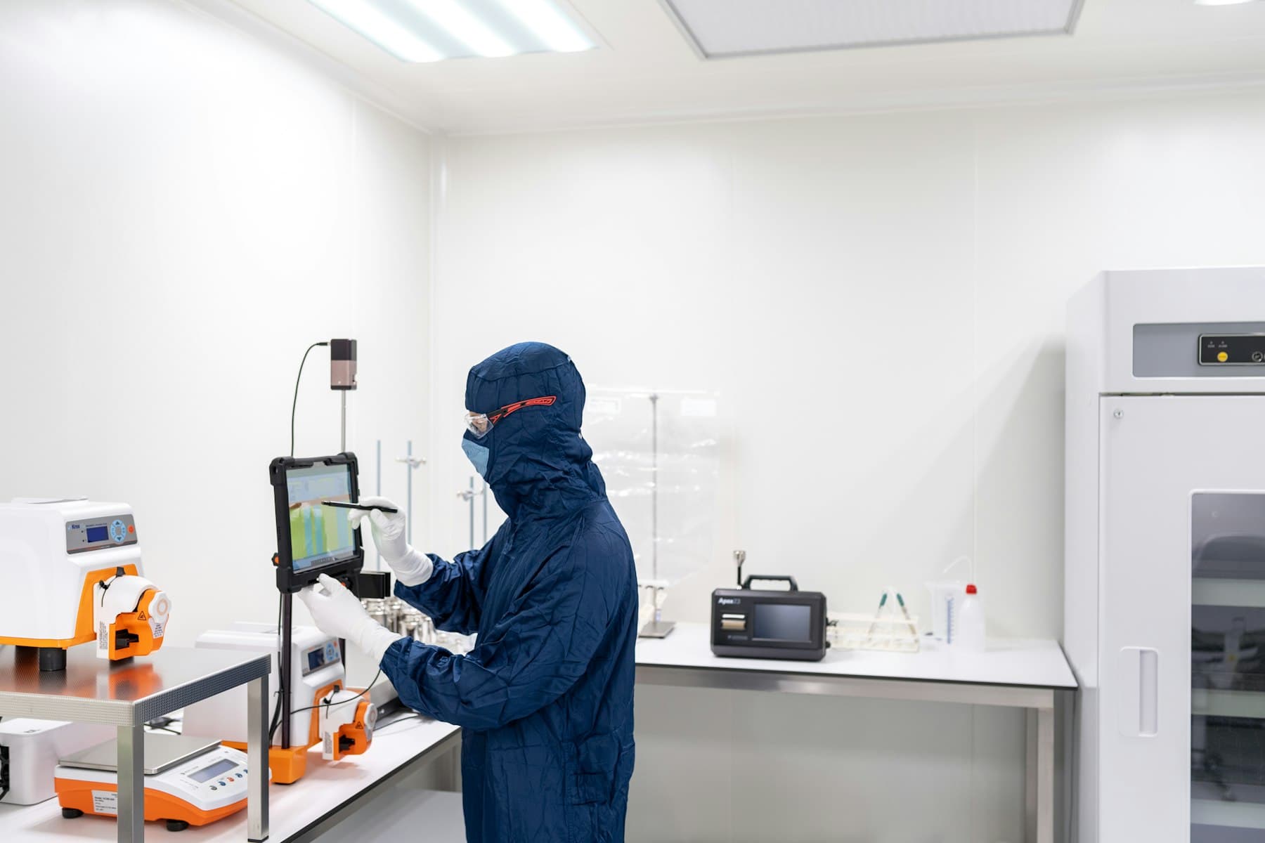 Technician at a materials testing bench
