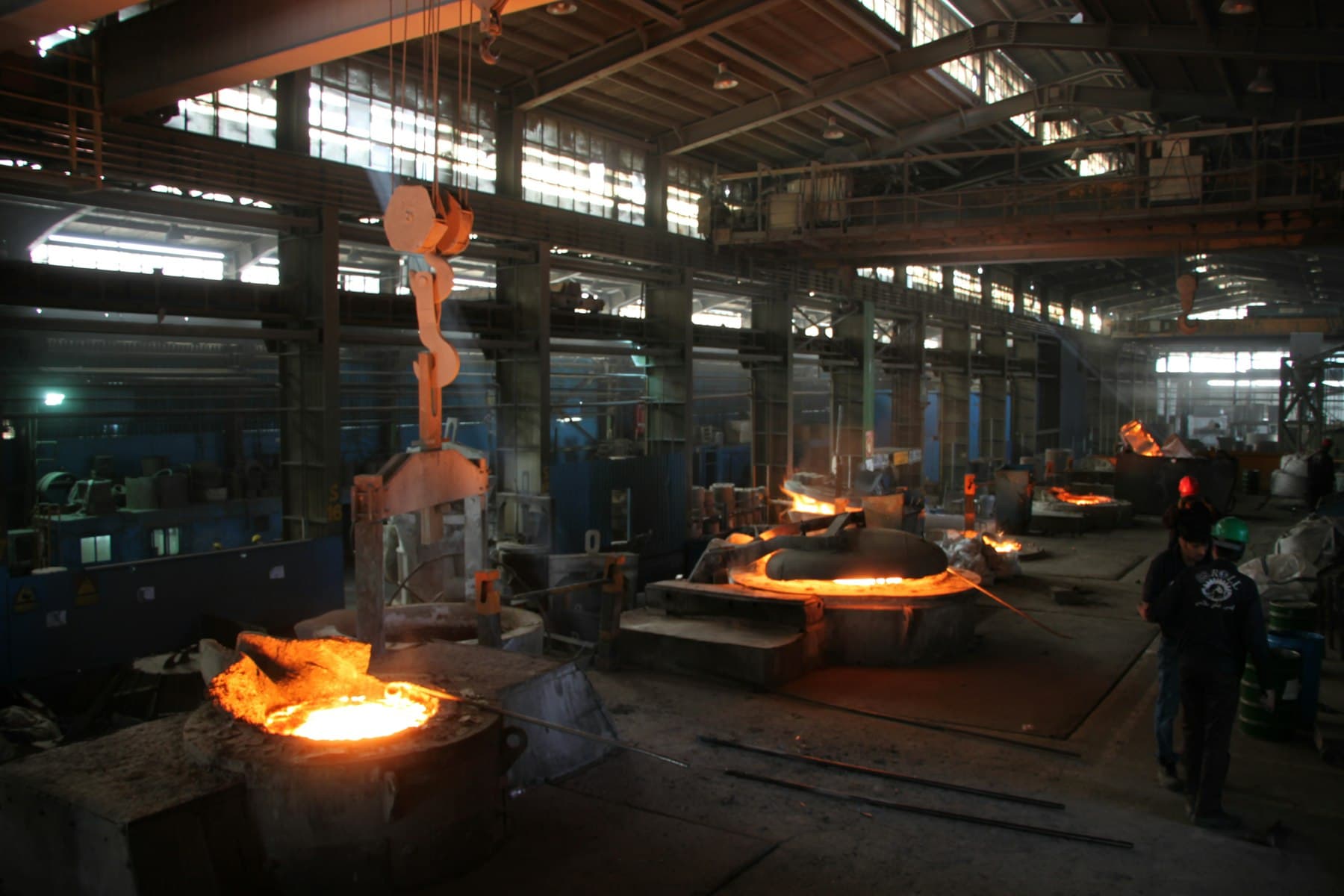 Steel being produced inside a mill
